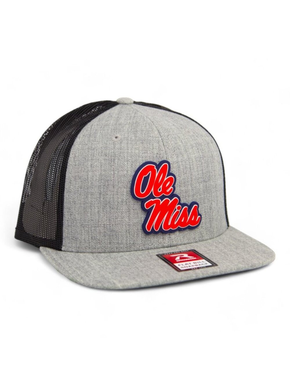 Ole Miss Rebels 3D Wool Blend Flat Bill Snapback Hat- Heather Grey